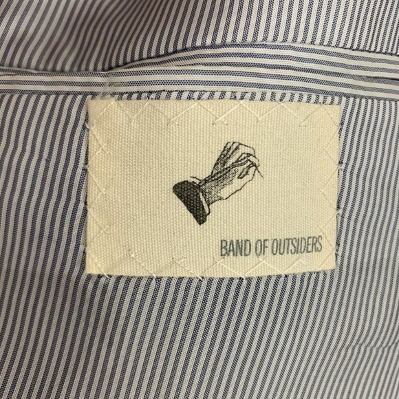 BAND OF OUTSIDERS Size 40 Navy & White Houndstooth Linen Notch Lapel Suit - Picture 2 of 7